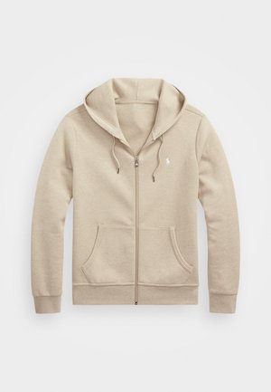 DOUBLE KNIT FULL ZIP HOODIE - Jaka ar rāvējslēdzēju - sand heather