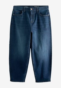 Sötétkék, hordható farmerek öt zsebes dizájnnal, enyhe elhalványulással és kontrasztos varrással. Simaságával kiemelkedő denim anyagból készült.