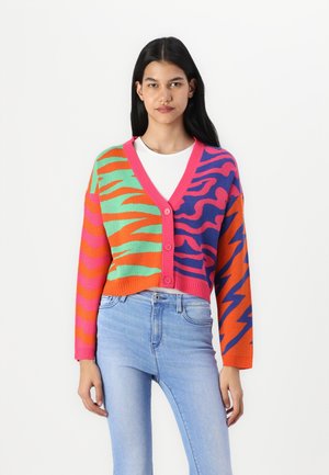 ONLJAYDI MIX V NECK  - Gilet - island green/raspberrysorbet/bluing