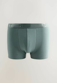 Boxer shorts turchesi realizzati in tessuto elasticizzato, con una finitura liscia, cintura elastica con il marchio "NEXT" e un design classico a tronco.