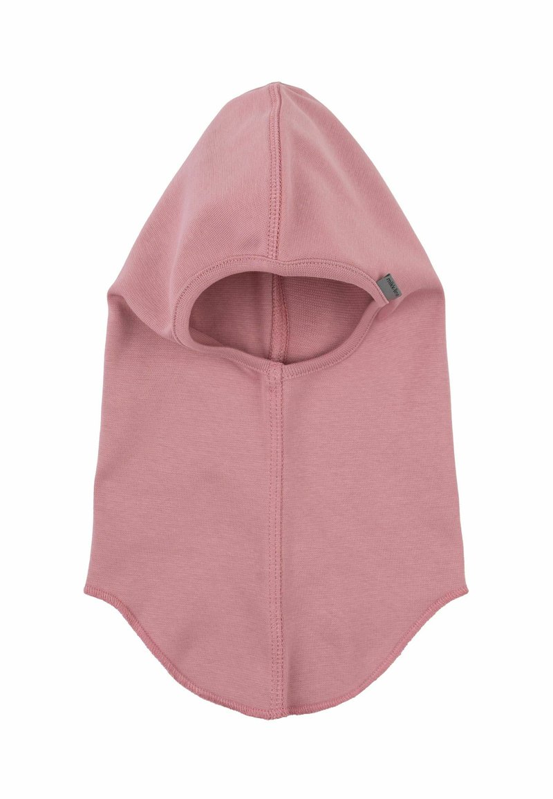 Balaclava di cotone rosa con parte superiore arrotondata e design a viso aperto. Presenta cuciture piatte e un collo senza cuciture per il massimo comfort.