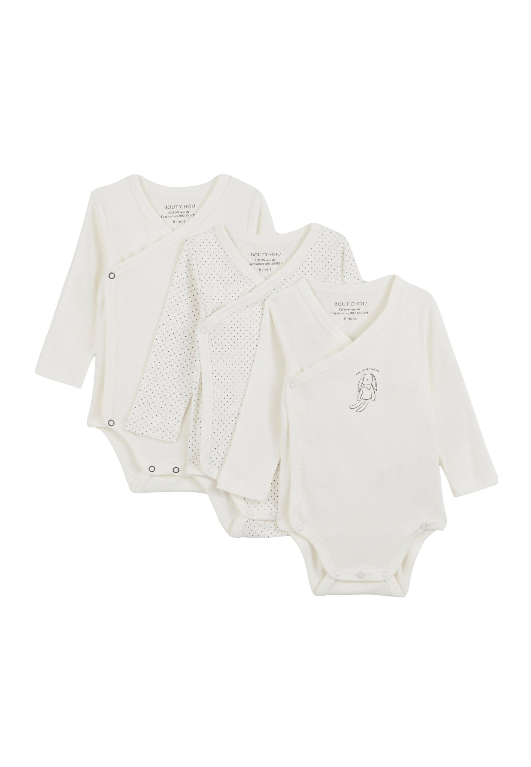 Manches Longues Monoprix Body Bebe Monoprix 3-PACK Body Blanc