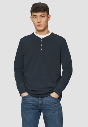 s.Oliver MIT HENLEYAUSSCHNITT UND WEB-DETAILS - Long sleeved top - tiefblau