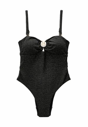 TUMMY CONTROL TEXTURED SPARKLE BANDEAU - Plavky - black