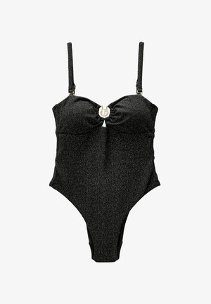 TUMMY CONTROL TEXTURED SPARKLE BANDEAU - Maillot de bain - black