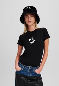 Karl Lagerfeld Jeans SLIM MONOGRAM - Marškinėliai su spaudiniu - black