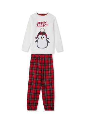 SET CON PINGUINO E A QUADRI - Pigiama - bianco lana