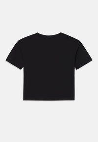 Svart kortermet T-skjorte med rund hals og mykt stoff. Har et enkelt design med sømløs finish langs kantene.