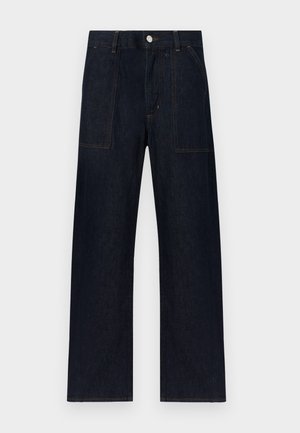 INES UTILITY TROUSER - Wide leg - dark blue denim
