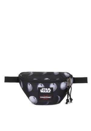 Cinturón negro con un diseño de esferas grises que representan la Estrella de la Muerte, con los logotipos de "Star Wars" y "Eastpak". Tejido texturizado.