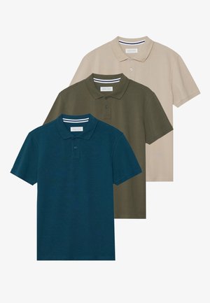 Pier One 3 PACK - Polo majica - dark blue/khaki/tan