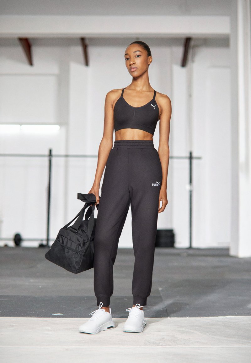 Puma SMALL LOGO COMFORT HIGH-WAIST SWEATPANTS - Teplákové kalhoty - black