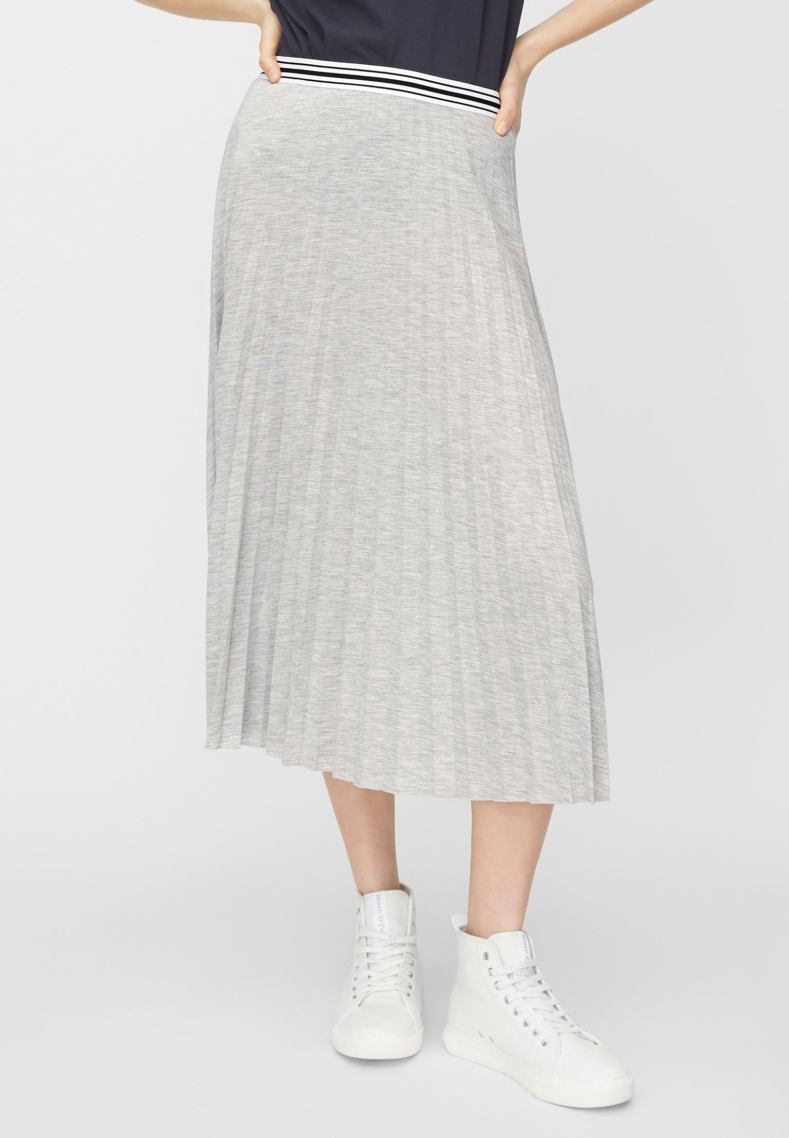 Marc O Polo Plisseerock Aus Softer Jersey Qualitat A Linien Rock Mercury Melange Grau Zalando De 