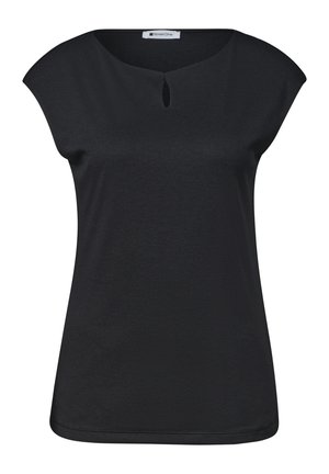 Street One, DROPPED SHOULDER SHIRT MIT CUT-OUT - T-shirt basic - black