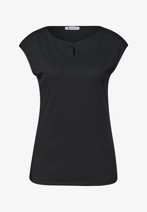 Street One, DROPPED SHOULDER SHIRT MIT CUT-OUT - T-shirt basic - black