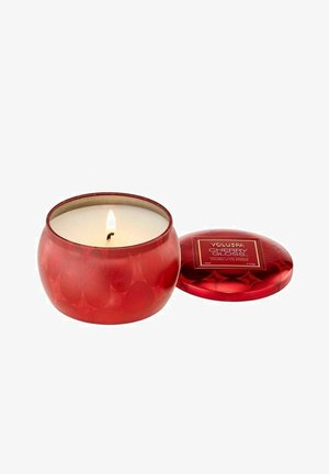 Voluspa, VOLUSPA DECORATIVE TIN CANDLE CHERRY GLOSS 113G - Tuoksukynttilä - red