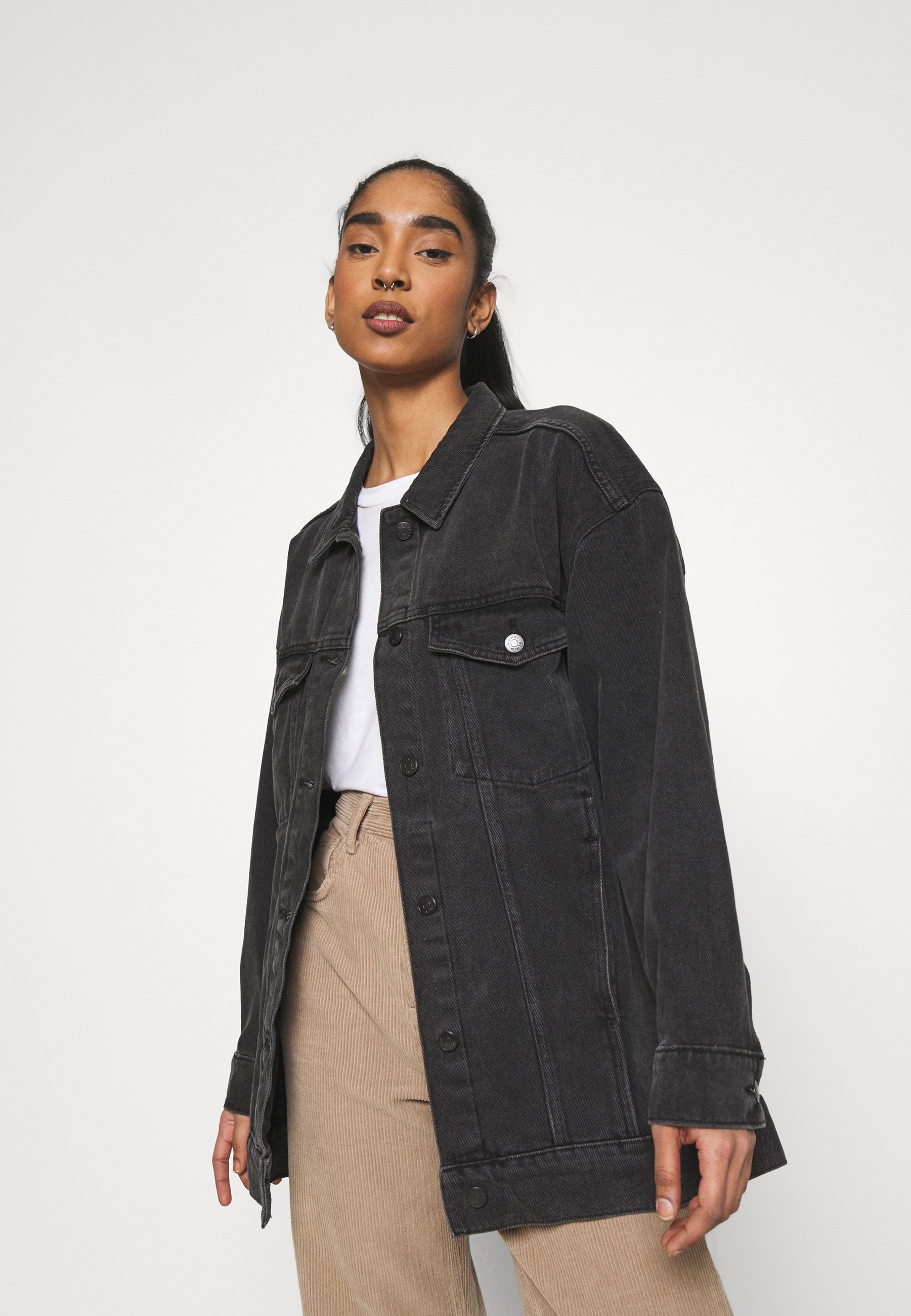 monki black denim jacket