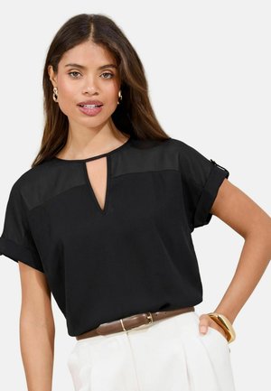 REGULAR FIT - MIX KEYHOLE DETAIL  - Blúzka - black