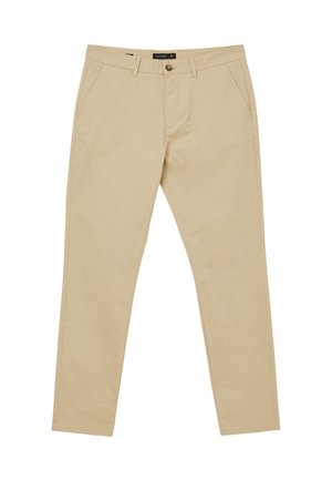 Chinos beige realizzati in cotone, con una vestibilità slim, linee pulite, chiusura con bottone e quattro tasche, dal tocco morbido.