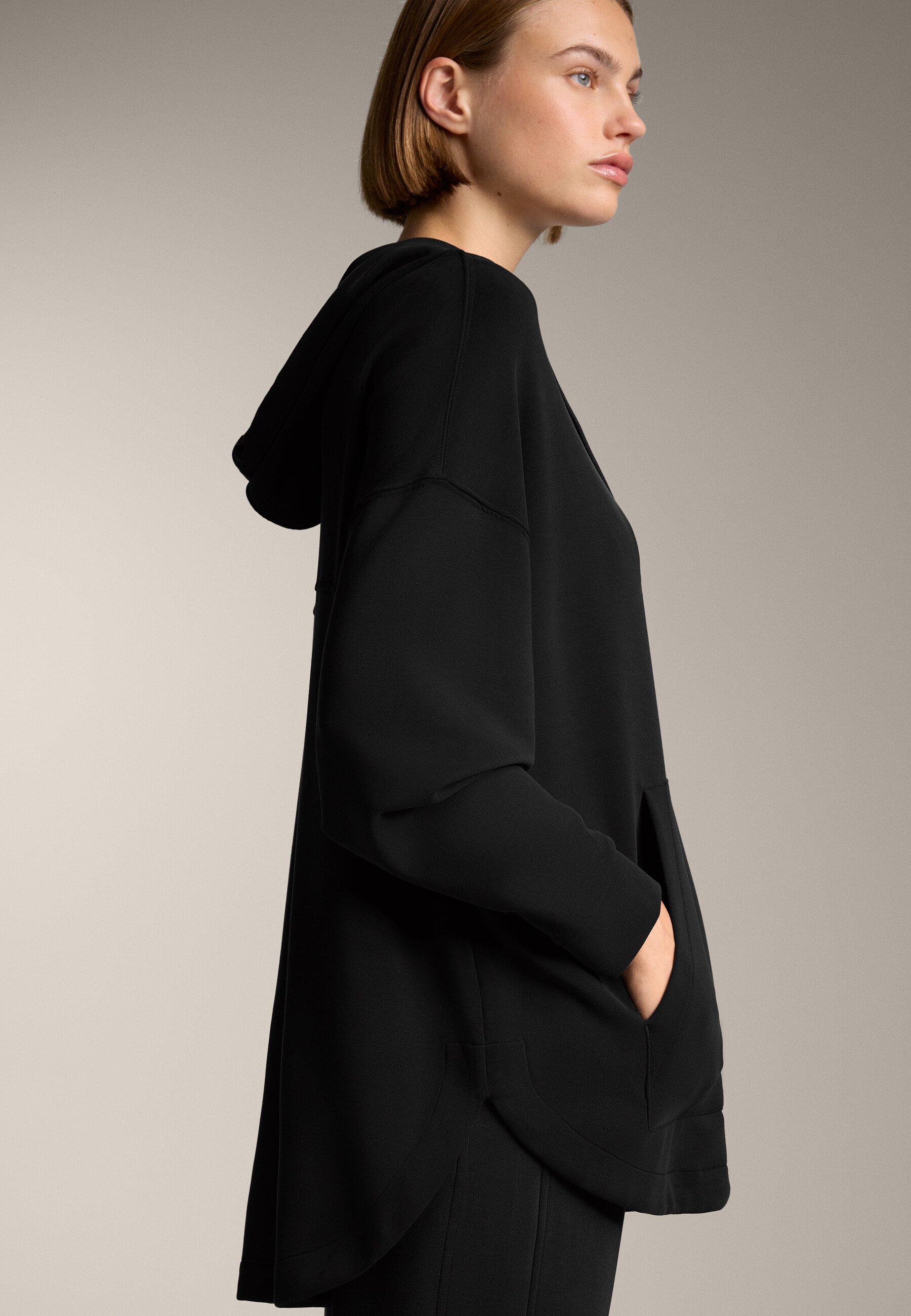 OYSHO SOFT TOUCH OVERSIZED - Zip-up sweatshirt - black - Zalando