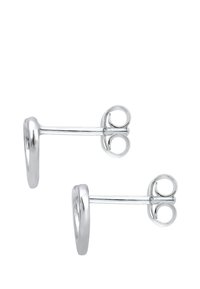 Sølv hoops øreringe med en poleret finish, der har en slank stift og sikker bagside. En enkel, cirkulær design med glatte kanter.