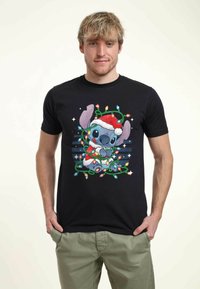 Disney LILO & STITCH STITCH XMAS LIGHTS UNISEX - Print T-shirt - navy blue