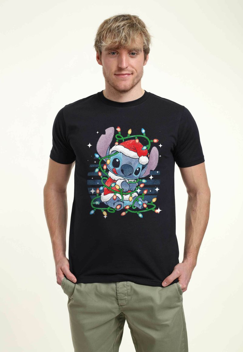 Disney LILO & STITCH STITCH XMAS LIGHTS UNISEX - Print T-shirt - navy blue