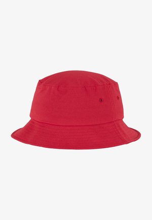 Rode bucket hat van katoen met een zachte textuur, ronde kroon en brede, flexibele rand. Bevat twee ventilatiegrommets aan elke zijde.