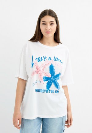 INSIDE, OVERSIZE COMBINADO - Camiseta estampada - blanco