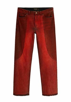 Desigual, PANELED DENIM PANTS - Jeans Straight Leg - red
