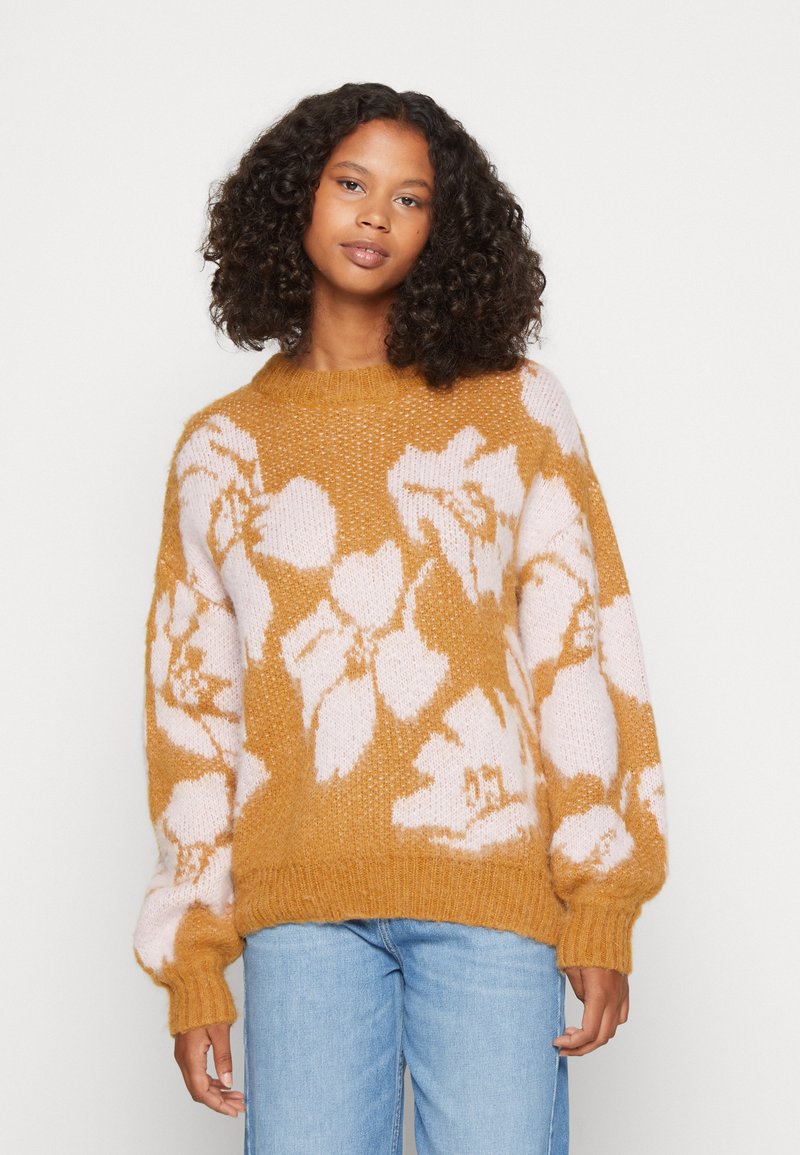 Scotch & Soda BRUSHED ABSTRACT FLORAL Jumper caramel/multicoloured