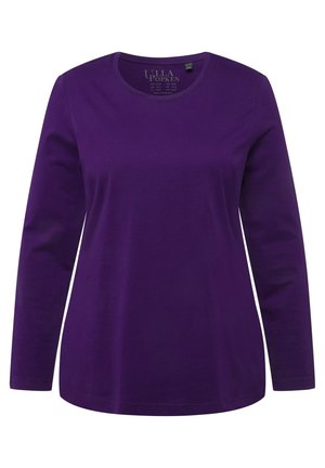 Langärmliges lila Shirt aus weichem Stoff mit Rundhalsausschnitt und lockerer Passform. Keine sichtbaren Muster oder Akzente.