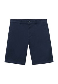Marinblå shorts i bomull med rak framkant, knappstängning, fickor och rakt snitt, designade för avslappnad användning.