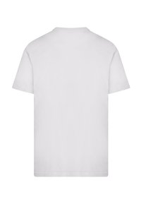 Hvid kortærmet t-shirt, rund hals, lavet af blødt bomuld, med en glat, ensartet tekstur uden synlige grafik eller mønstre.