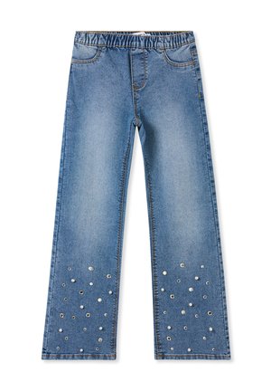 A CON STRASS E PERLE - Jeans a sigaretta - var blu denim medio