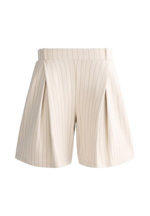 OYSHO, WIDE STRIPED PLEATED BERMUDA SHORTS - Short - beige