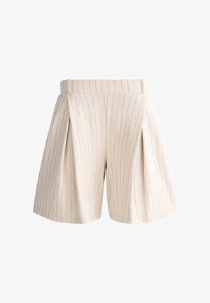 OYSHO, WIDE STRIPED PLEATED BERMUDA SHORTS - Short - beige