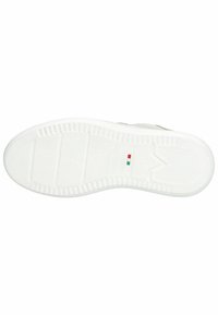 Hvid gummisål til sneakers med struktureret greb, buede kanter og en synlig italiensk flagdetalje. Har forhøjede udsmykninger for bedre trækkraft.
