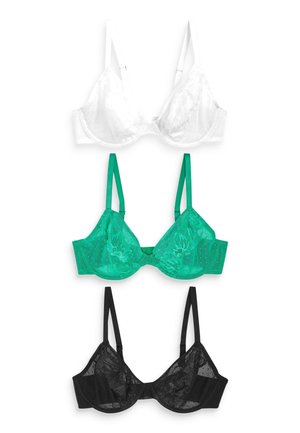 DD+ NON PAD PLUNGE LACE & MESH BRAS 3 PACK - Podprsenka s kosticemi - black green