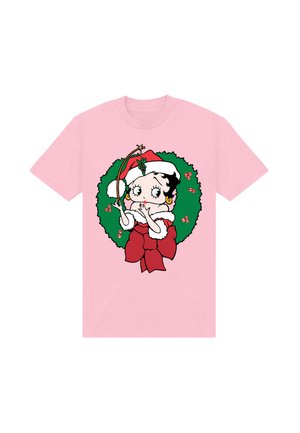 BETTY BOOP CHRISTMAS MISTLETOE WREATH - T-shirts print - pink