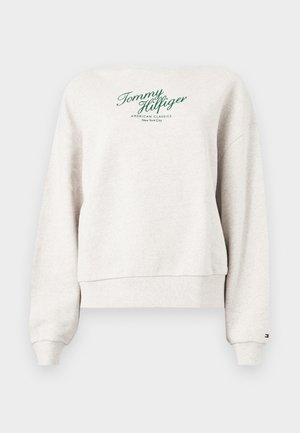 Tommy Hilfiger, LOGO RELAXED BOAT NECK SWEATSHIRT - Sudadera - heather oatmilk