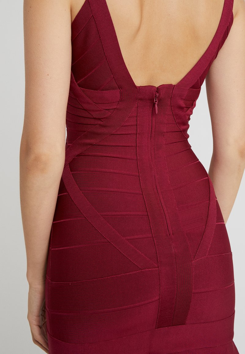 Herve Leger V Neck Bandage Dress Etuikleid Dark Maroon Rot Zalando At