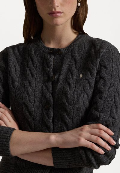 Polo Ralph Lauren CABLE KNIT WOOL CASHMERE CARDIGAN - Strickjacke - stadium grey heather