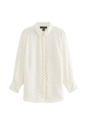 New Look Curves, CURVES  POLKA DOT  BUTTON DETAIL BLOUSE - Hemdbluse - white pattern