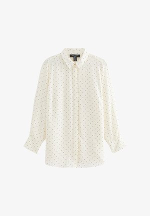 New Look Curves, CURVES POLKA DOT BUTTON DETAIL BLOUSE - Skjortebluser - white pattern