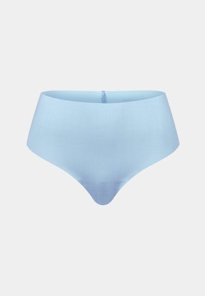 Seamless light blue high-waisted brief underwear displayed against a plain light gray background.