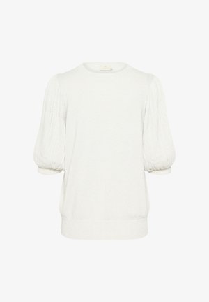 Kaffe KAREGINA PLEAT PULLOVER GLITTER - Potiskana majica - chalk