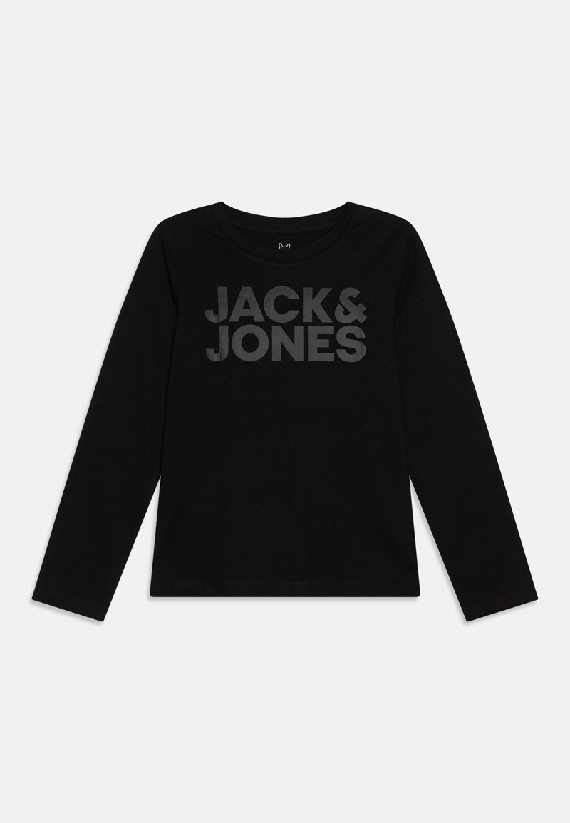 Melnas garām piedurknēm T-krekls, kas izgatavots no kokvilnas. Priekšpusē centrā liela teksts "JACK&JONES" ar nedaudz spīdīgu apdari. Apaļa kakla izgriezums.