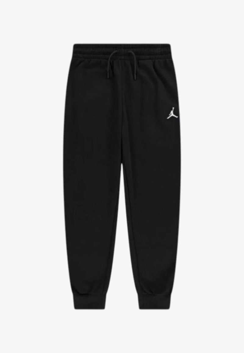 Pantalon de jogging noir avec taille et poignets élastiques, arborant un logo Jumpman blanc sur la partie supérieure de la cuisse gauche.