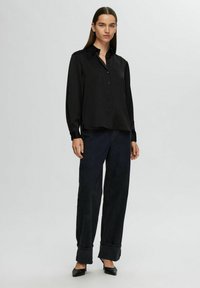 Selected Femme LANGARM - Skjortebluse - black